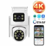 Outdoor Wireless Security IP Camera 4K 8MP HD Dual Lens External Wifi PTZ Camera Auto Tracking Street Surveillance Camera iCsee